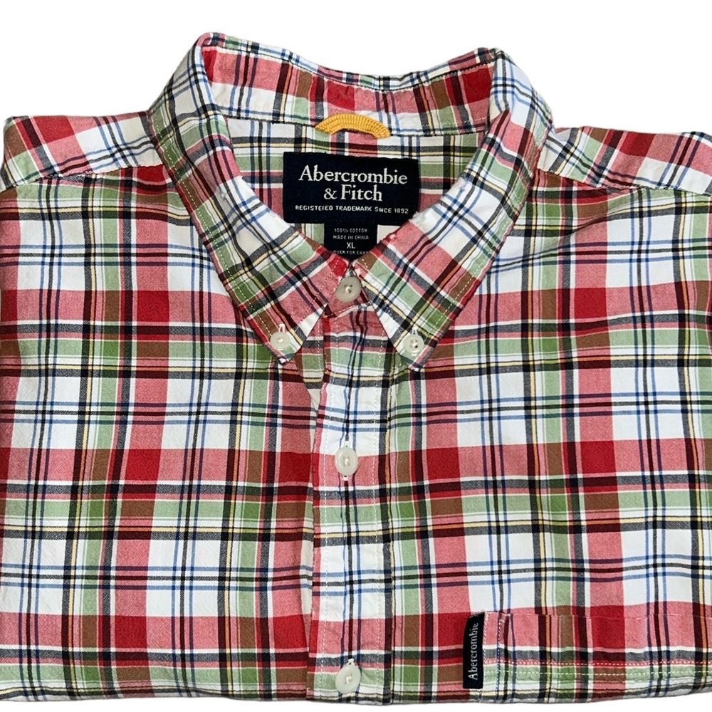 Abercrombie And Fitch Short Sleeve Plaid Button Up Shirt SizeXL Vintage Y2K Prep